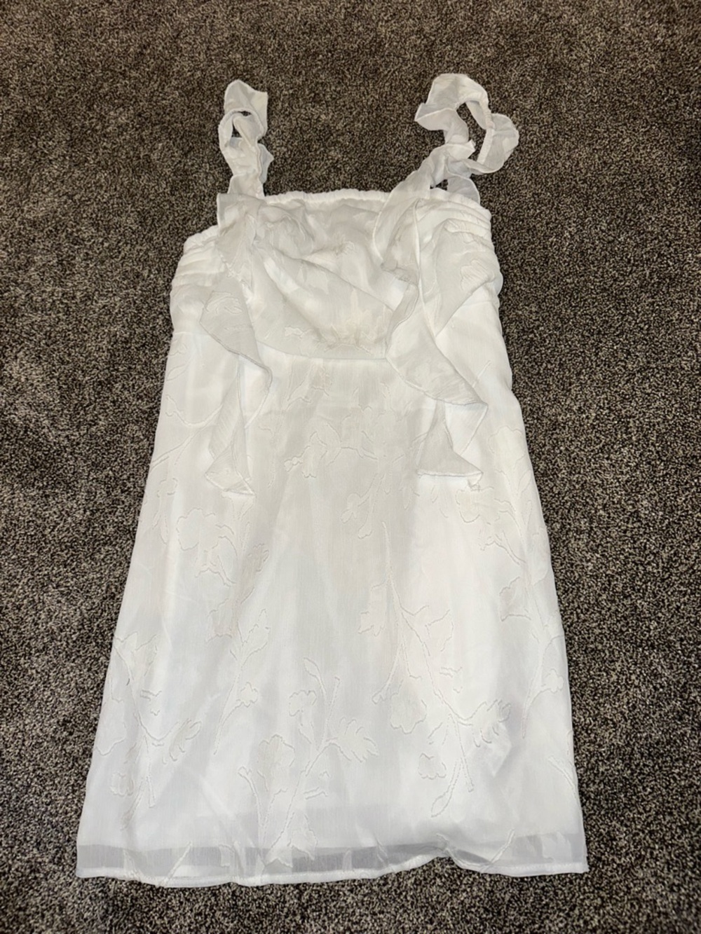 SHEIN White Floral Mini Dress with Ruffle Straps